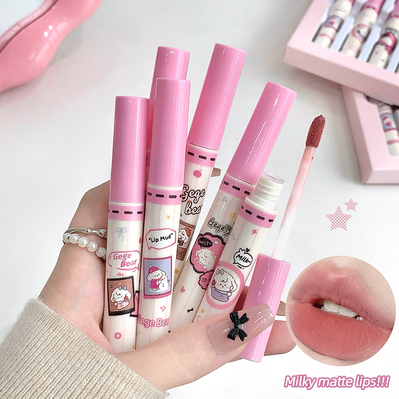 Gege Bear 6PC Velvet Lip Mud S - Matte Velvet Lip Tint Long Lasting ulasan dan harga