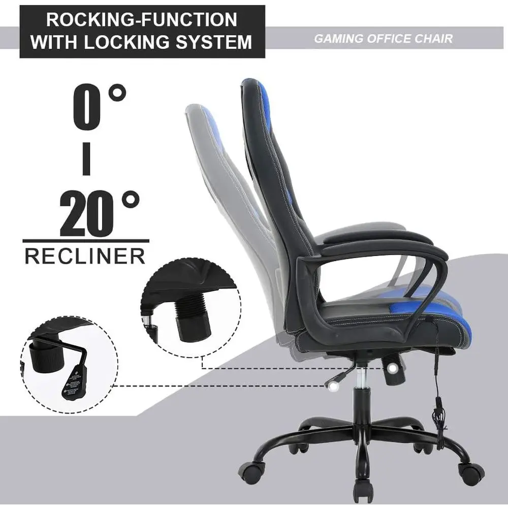 Ergonomic PU Leather Gaming Ch - Massage ulasan dan harga