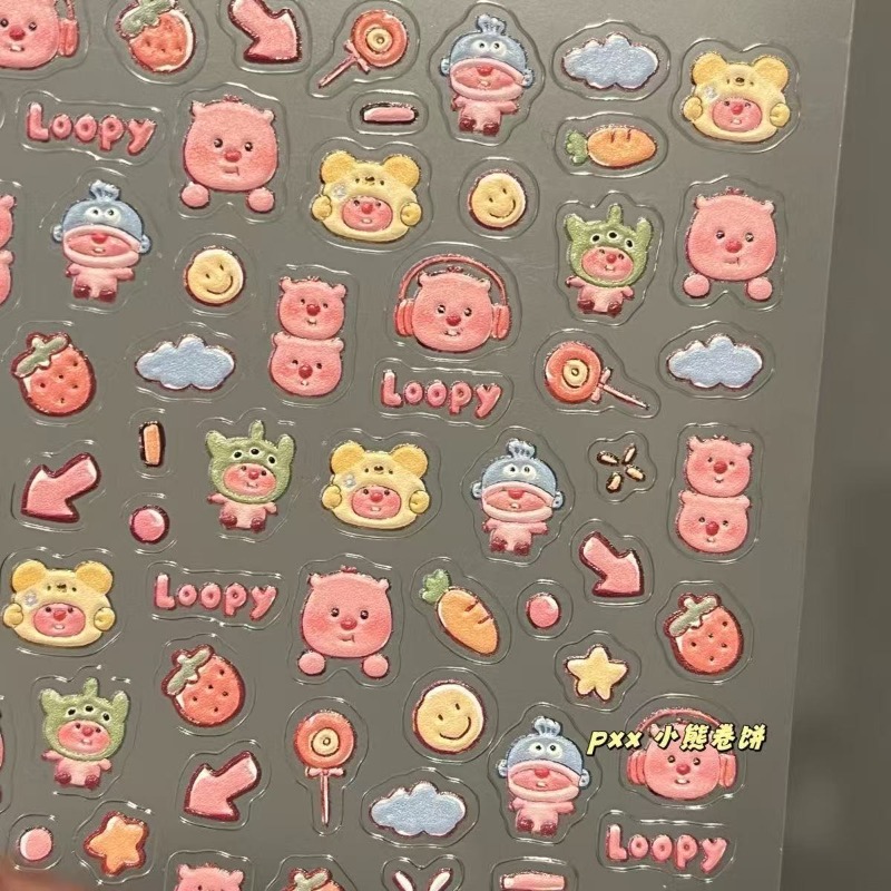 Loopy 3D embossed sticker, tra - Nail Art ulasan dan harga