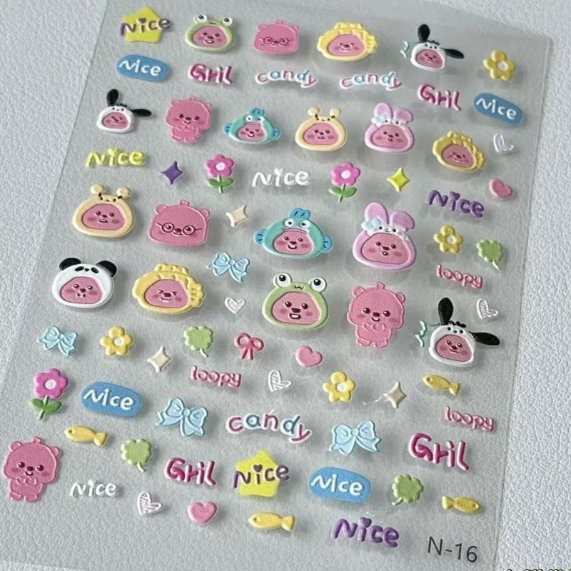 Loopy 3D embossed sticker, tra - Nail Art ulasan dan harga