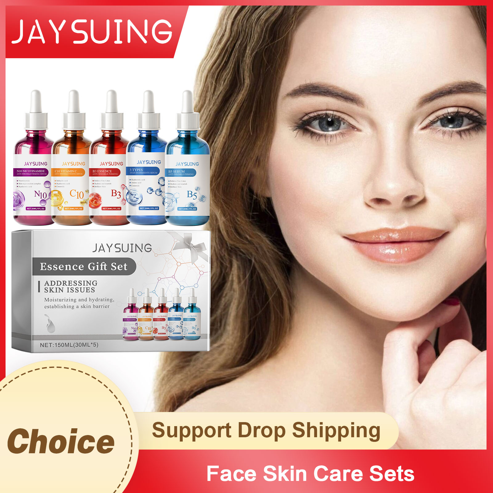 Face Serum Skin Care Sets 5PCS - Niacinamide Pore Shrinking Essence ulasan dan harga