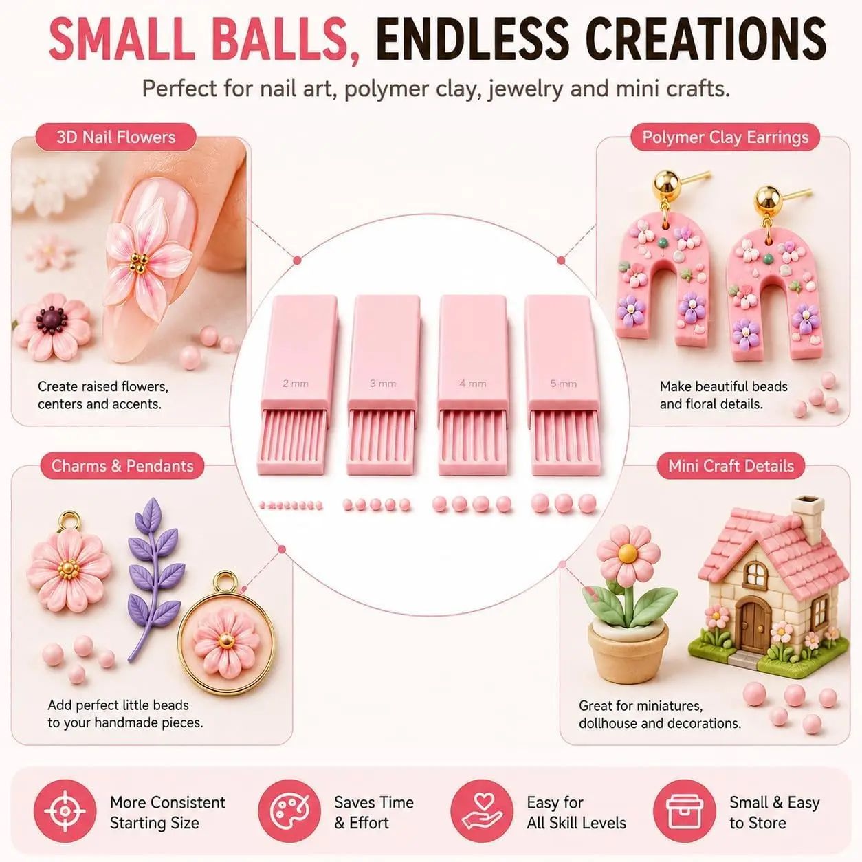 4PCS 3D Print Clay Gel Ball Ma - Nail Art ulasan dan harga