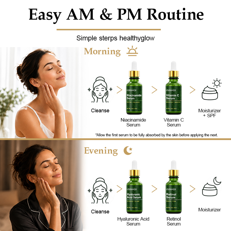 4PCS Facial Serum Set Niacinam - Niacinamide Pore Shrinking Essence ulasan dan harga