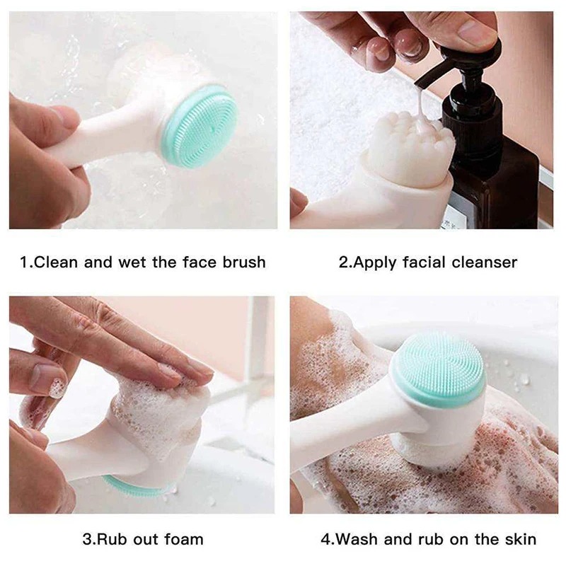 3D Double-sided Manual Facial  - Silicone Face Scrubber Electric ulasan dan harga