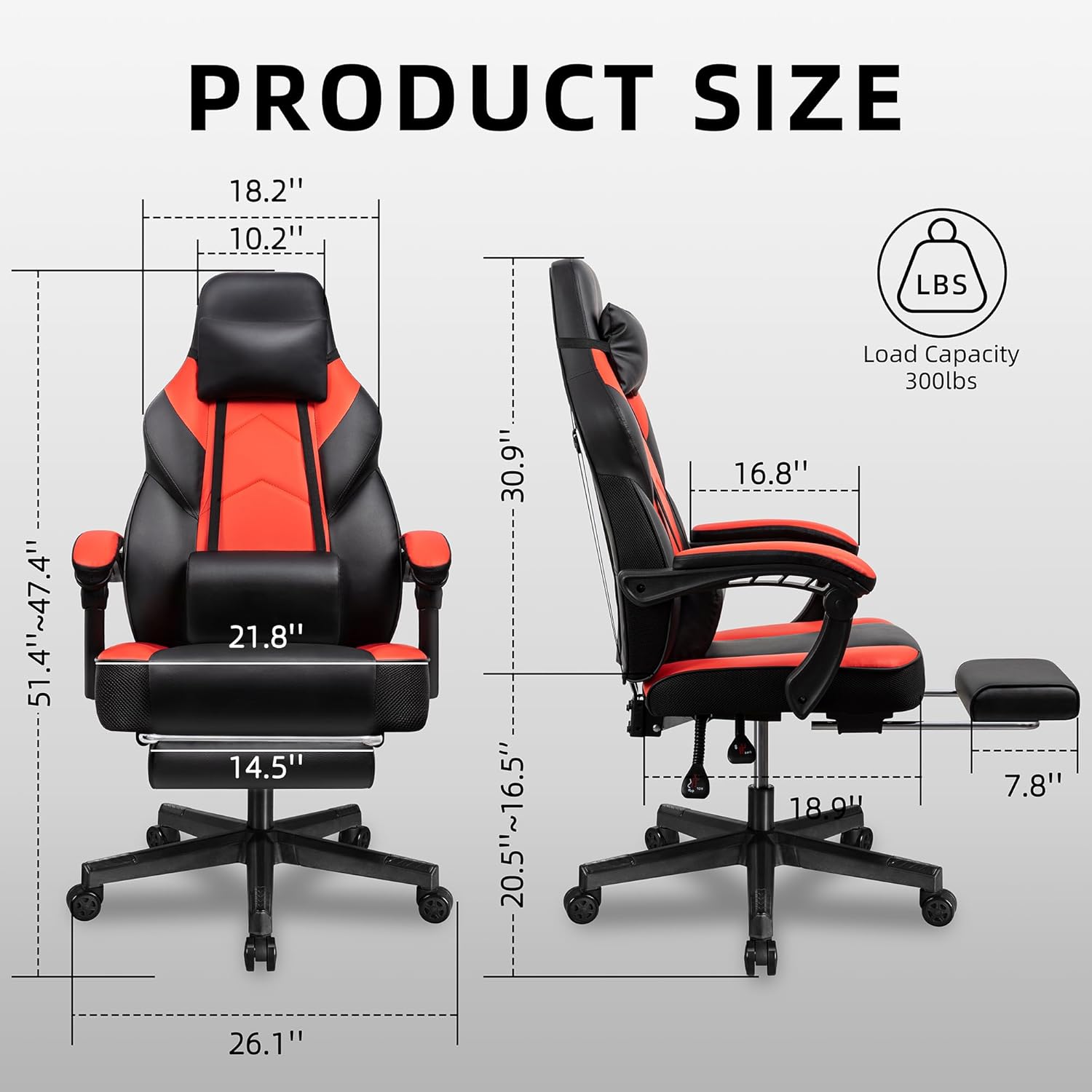 Gaming Chair with Footrest, Ma - Massage ulasan dan harga
