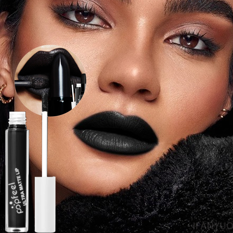 Punk Matte Black Liquid Lipsti - Matte Velvet Lip Tint Long Lasting ulasan dan harga