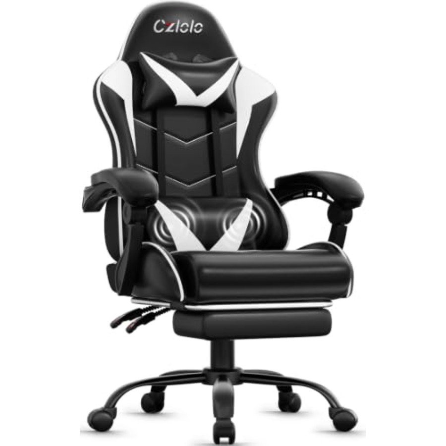 Gaming Chair with Footrest, Ra - Massage ulasan dan harga