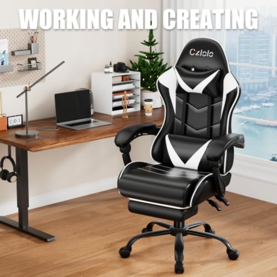 Gaming Chair with Footrest, Ra - Massage ulasan dan harga