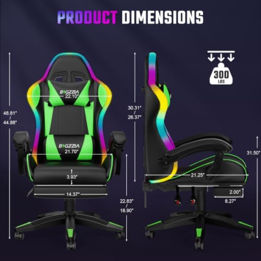 RGB gaming chair with footrest - Massage ulasan dan harga