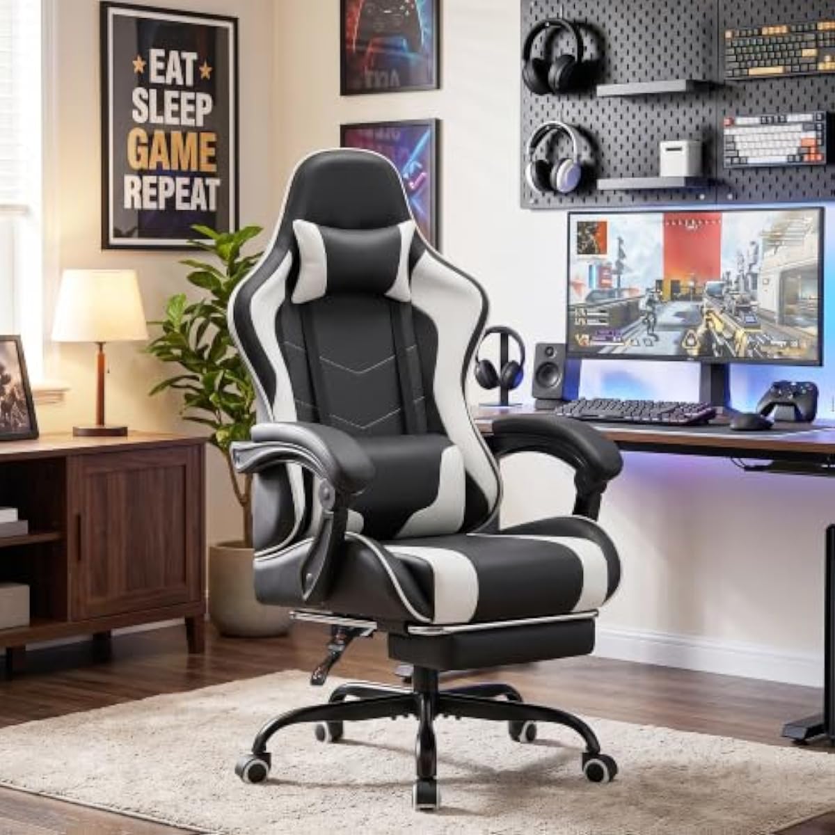 Gaming Chair with Adjustable H - Massage ulasan dan harga