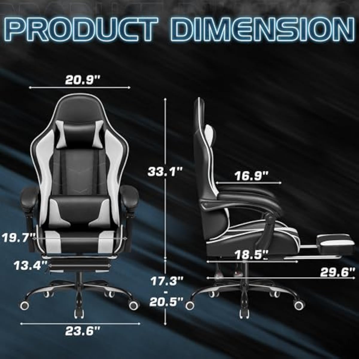 Gaming Chair with Adjustable H - Massage ulasan dan harga