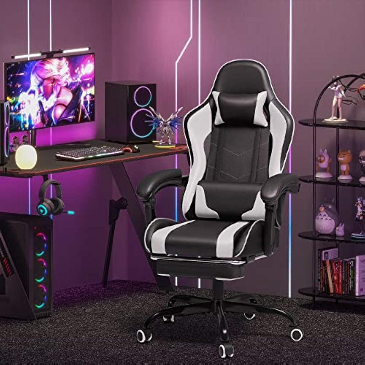 Gaming Chair with Adjustable H - Massage ulasan dan harga