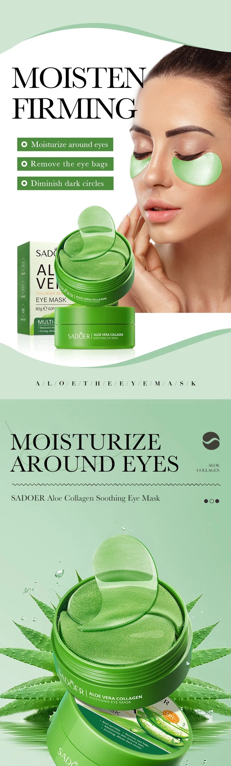 60pcs Aloe Vera Collagen Eye M - Collagen Under Eye Patches ulasan dan harga
