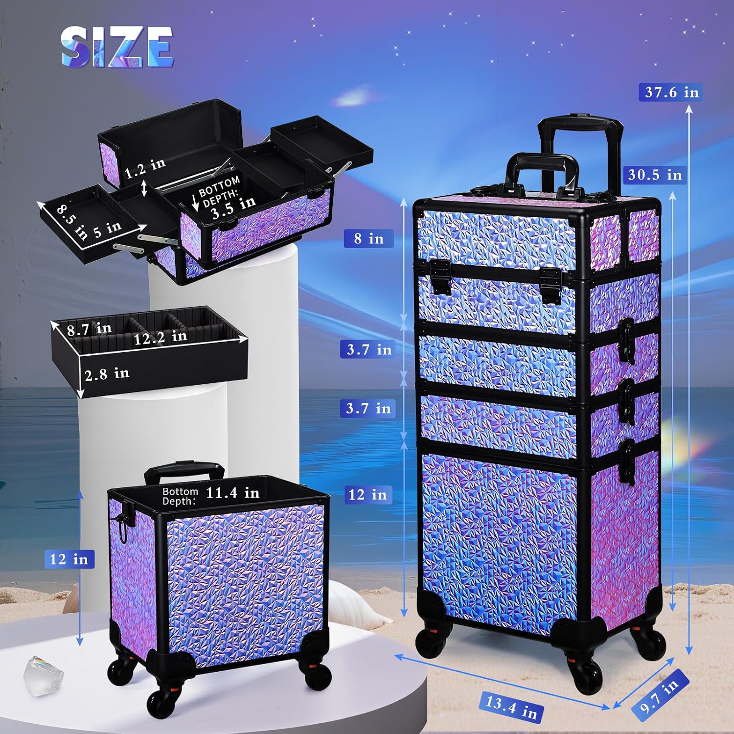 Rolling Makeup Train Case, Lar - Makeup ulasan dan harga