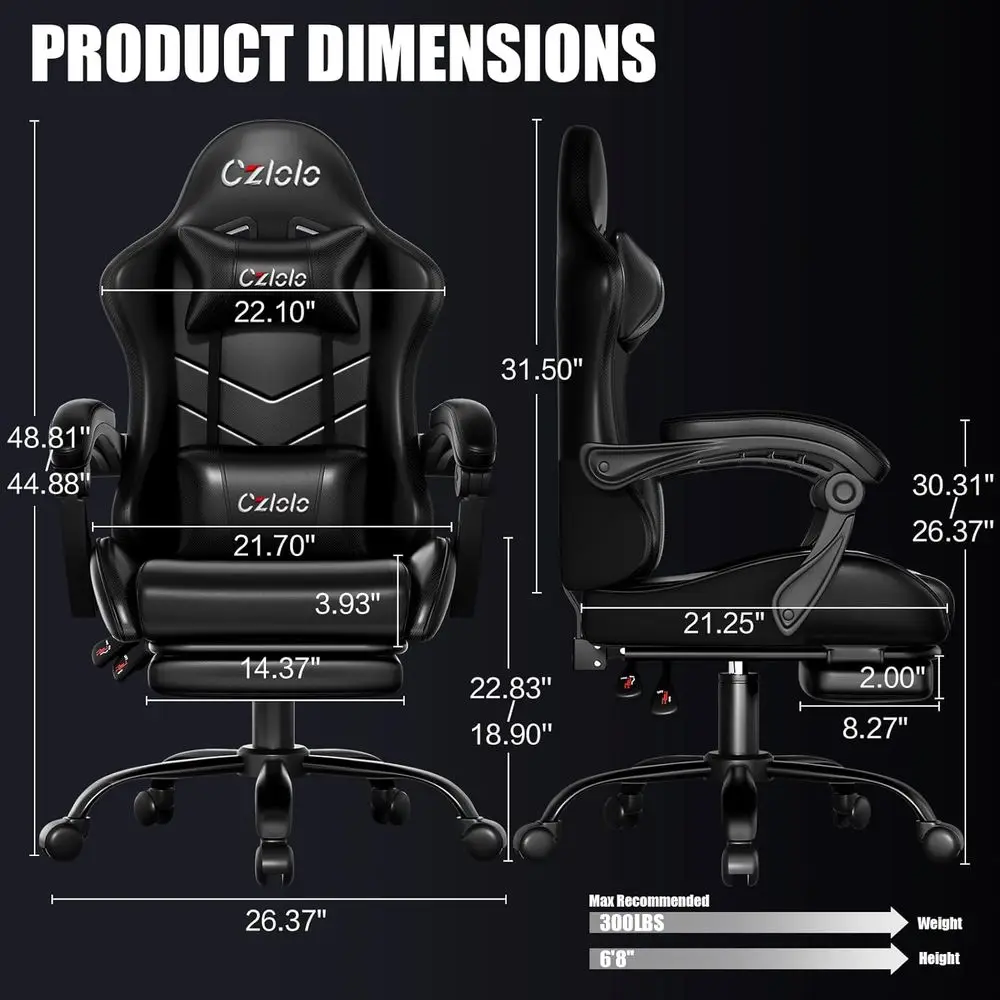 Ergonomic Gaming Chair with Fo - Massage ulasan dan harga