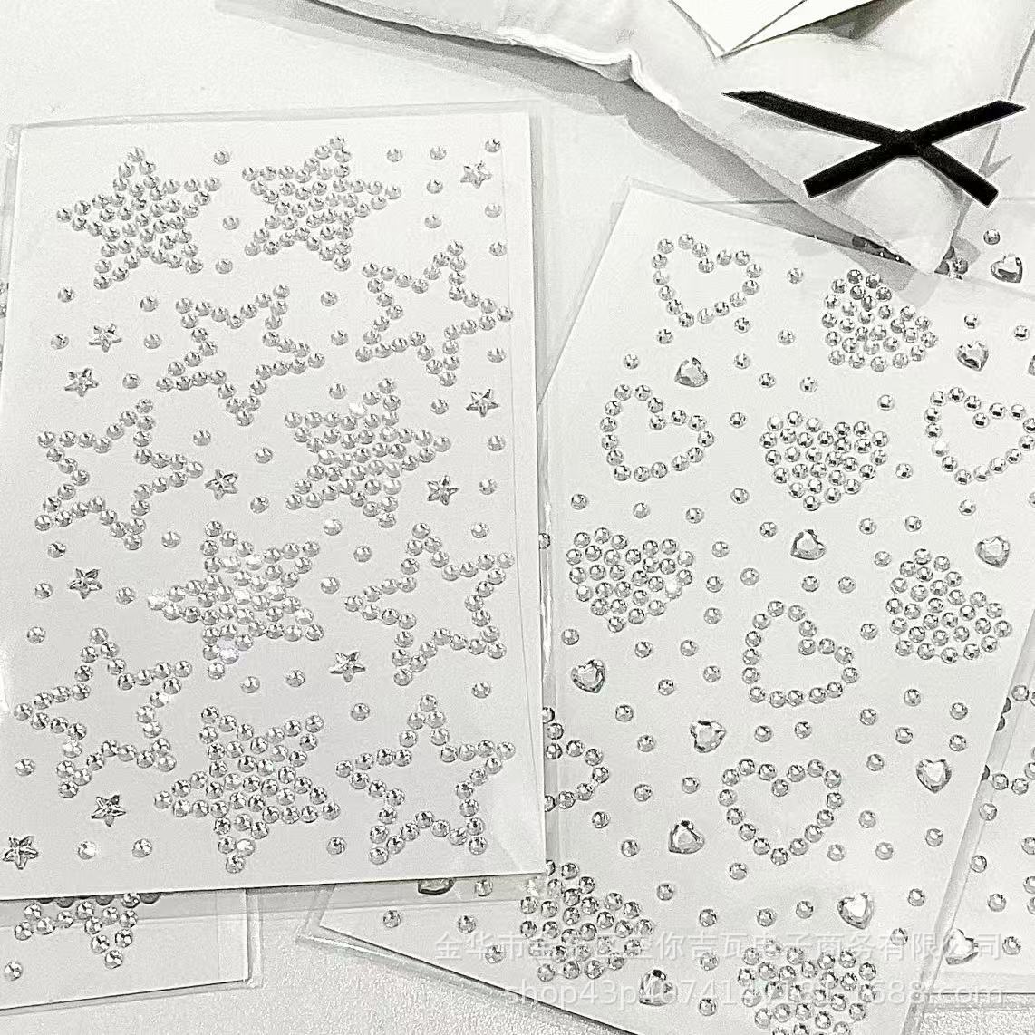 Silver Star Heart Rhinestone S - Nail Art ulasan dan harga