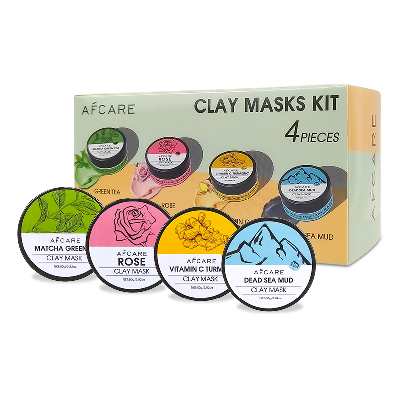 4Pcs Face Mask Set with Turmer - Green Tea Cleansing Clay Mask ulasan dan harga