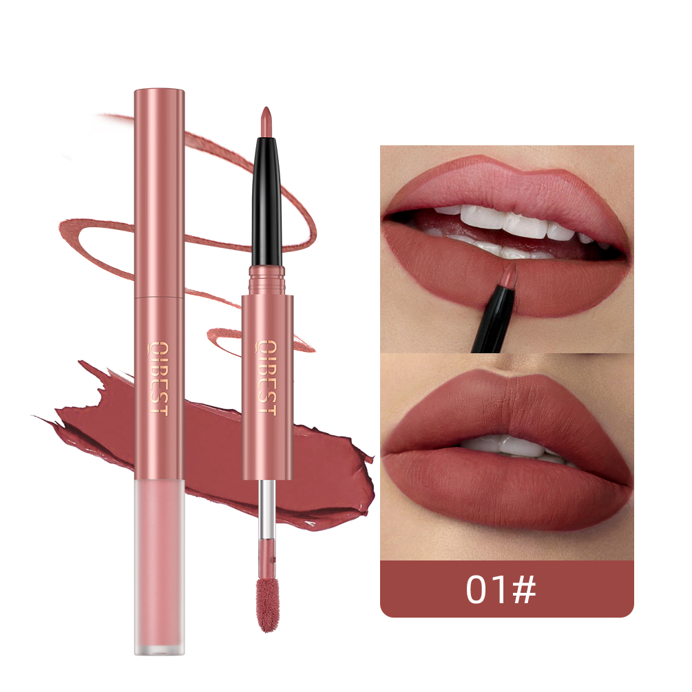 QIBEST 2 In 1 Nude Lip Gloss+L - Matte Velvet Lip Tint Long Lasting ulasan dan harga