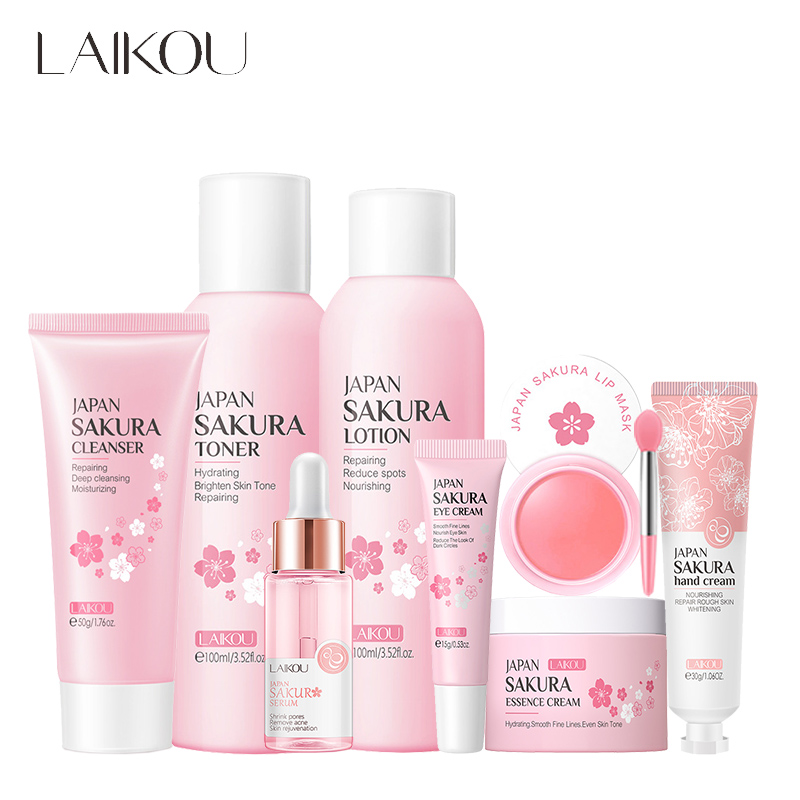 LAIKOU 8Pcs Sakura Facial Skin - Hyaluronic Acid Facial Serum ulasan dan harga